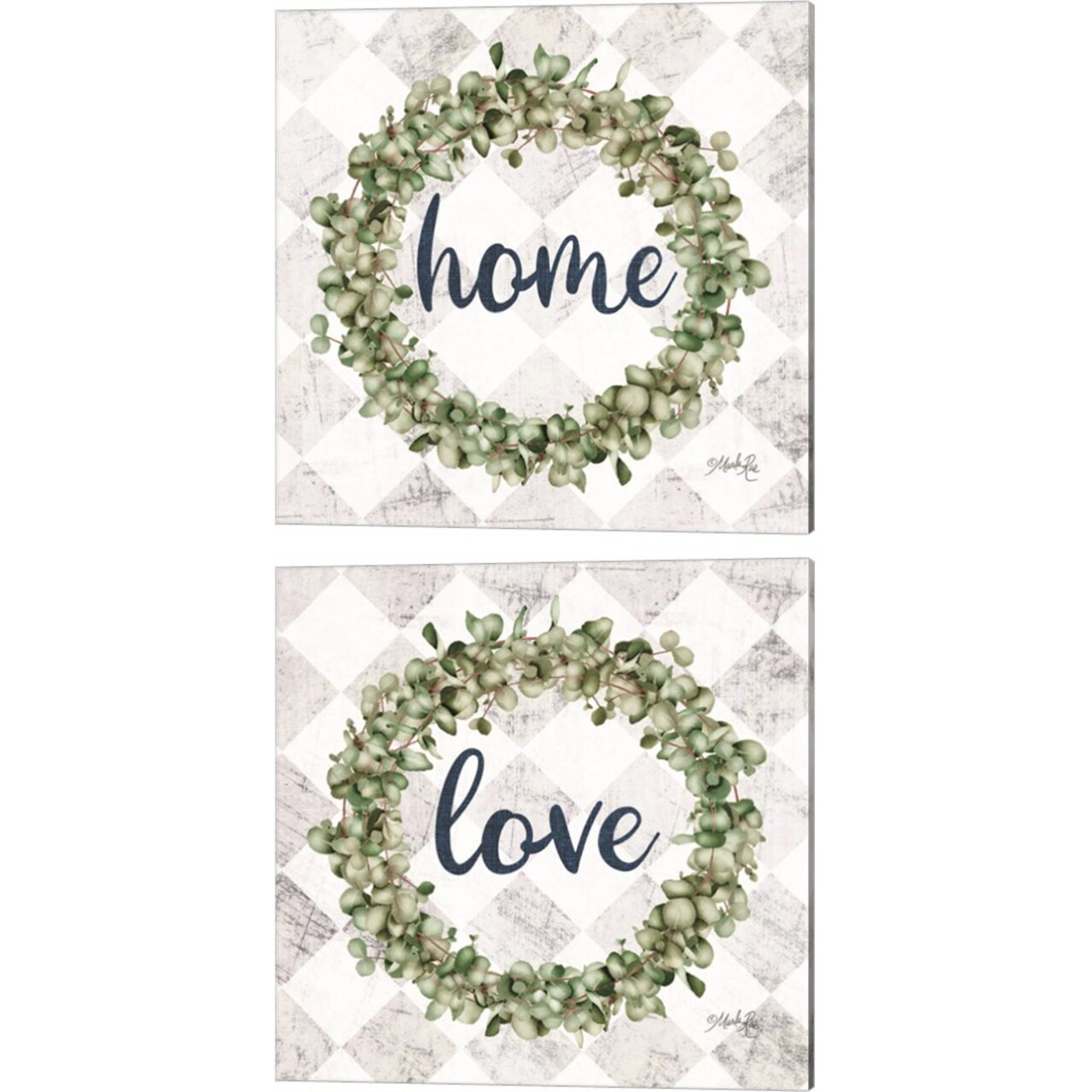 Eucalyptus Wreath A by Marla Rae 14" x 14" Canvas Wall Art (Set of 2)